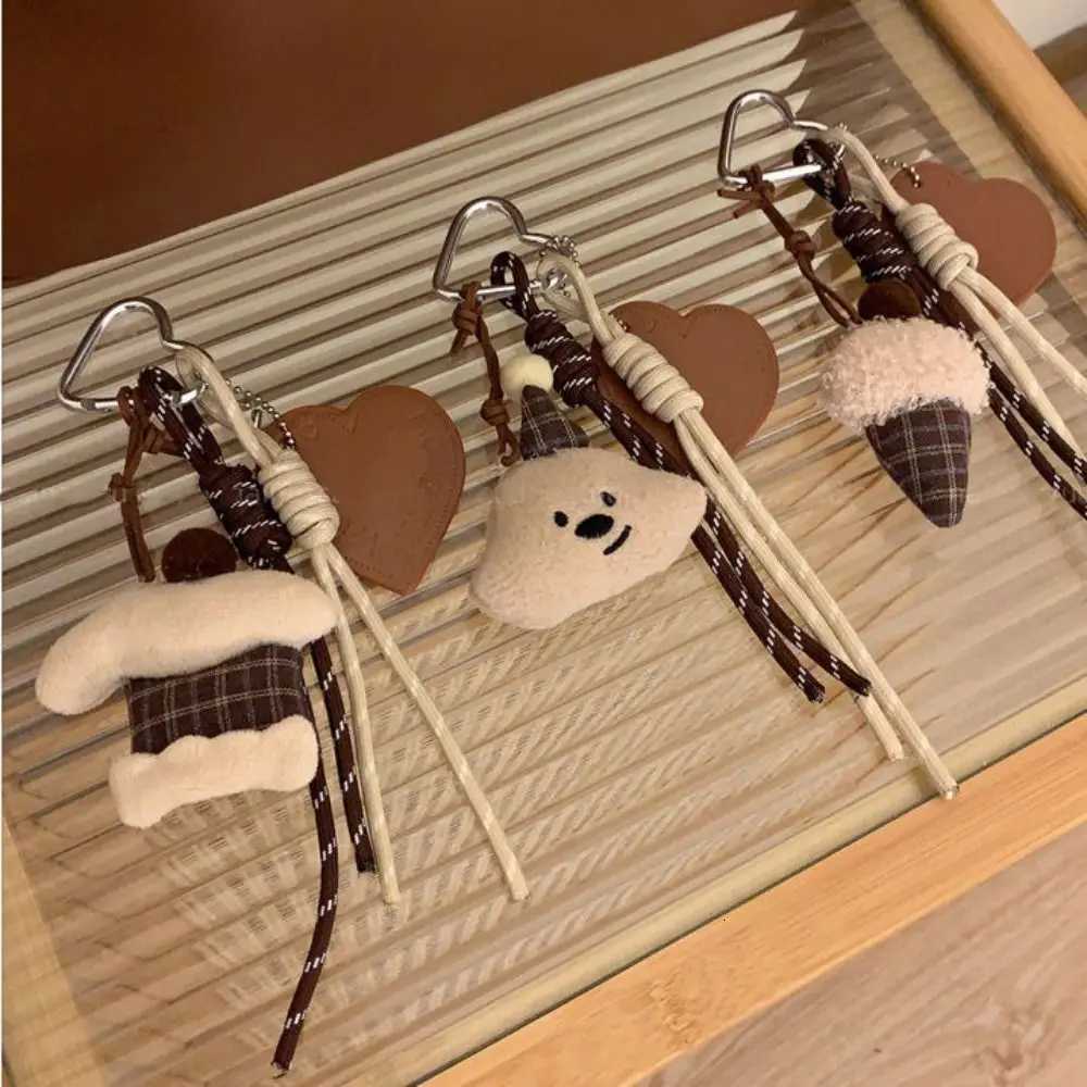 Cute Ins Small Cartoon Bear Pendant Plush Hanging Braided Rope Korean Rope Bag Pendant Keychain Z251023