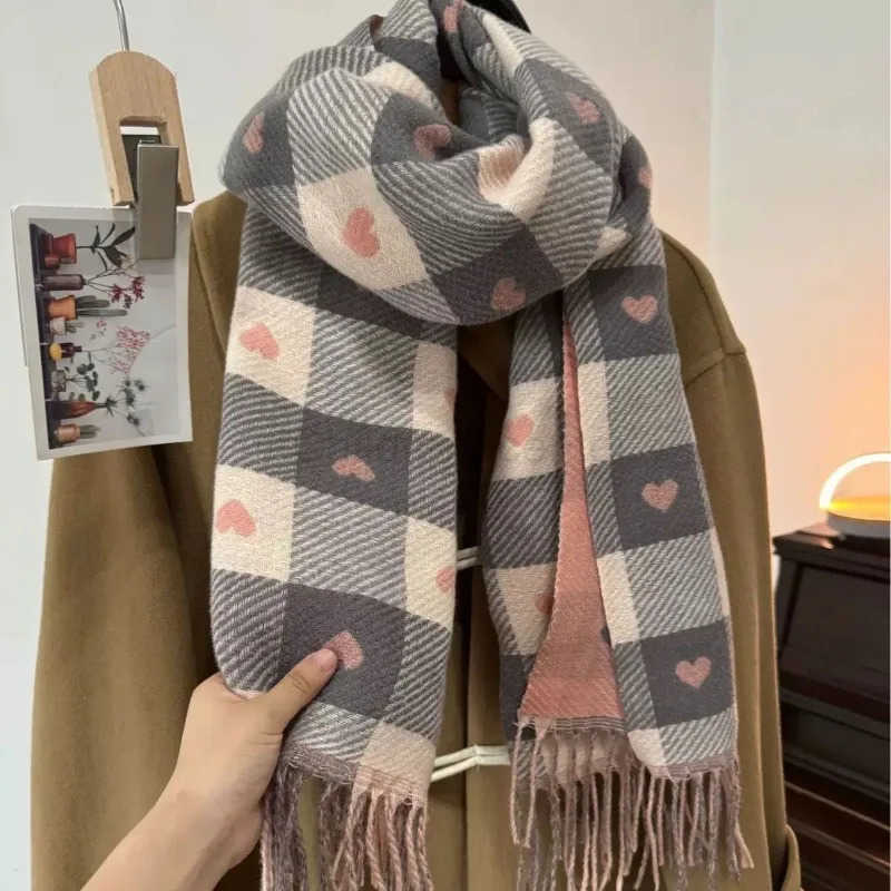 Disney Mickey Retro Plaid Womens Scarf Keep Warm Cute Cartoon Fashion Girls Soft Cashmere Scarf Gifts Autumn Winter Holiday H251023