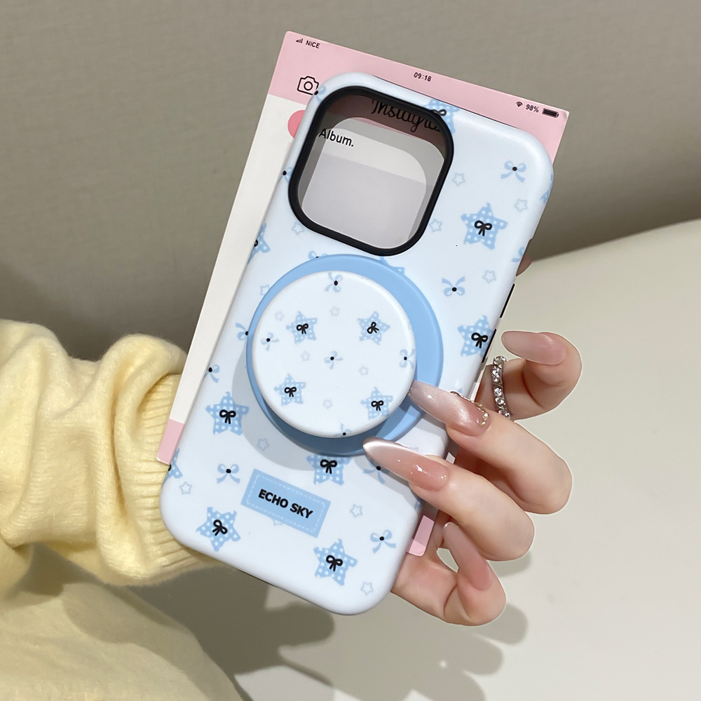 Ins Style Heart Bow Magnetic 2-in-1 Stand Compatible with iphone 16 Pro Phone 17 Protective Case 15