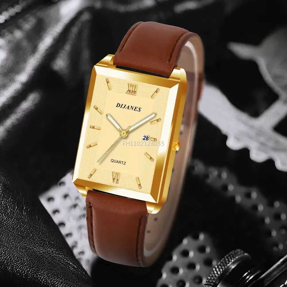 Brand Luxury Watches for Men Fashion Quartz Wristwatch Square Gold Man Business Clock Mens Calendar Watches Relogio MasculinoL251023