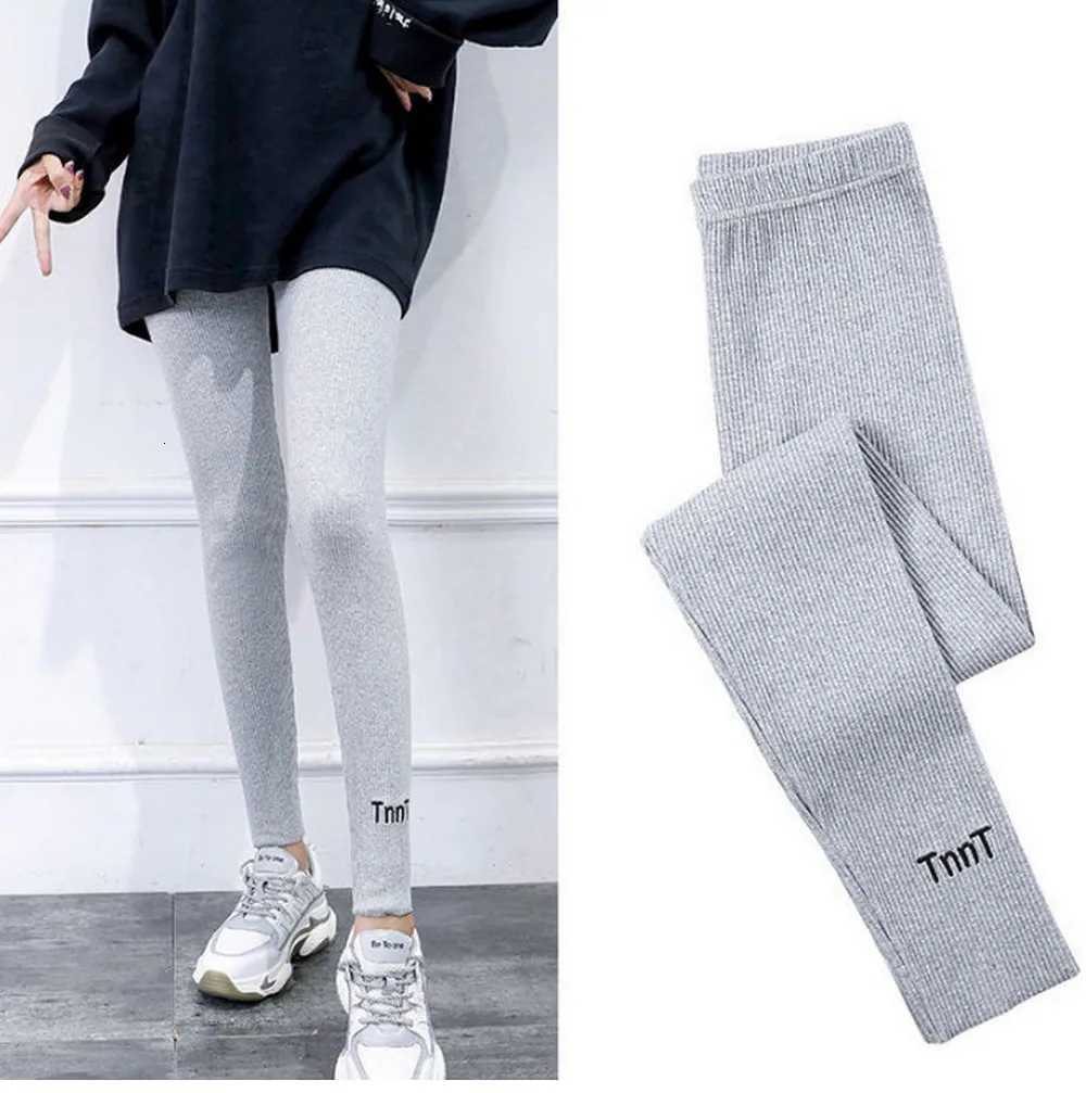 Rib Kint Leggings Fleece Inside Ribbed Knitting Pantyhose Winter Stretchy Pant Korea Japan Active Pants Thermal ouc2563T251023