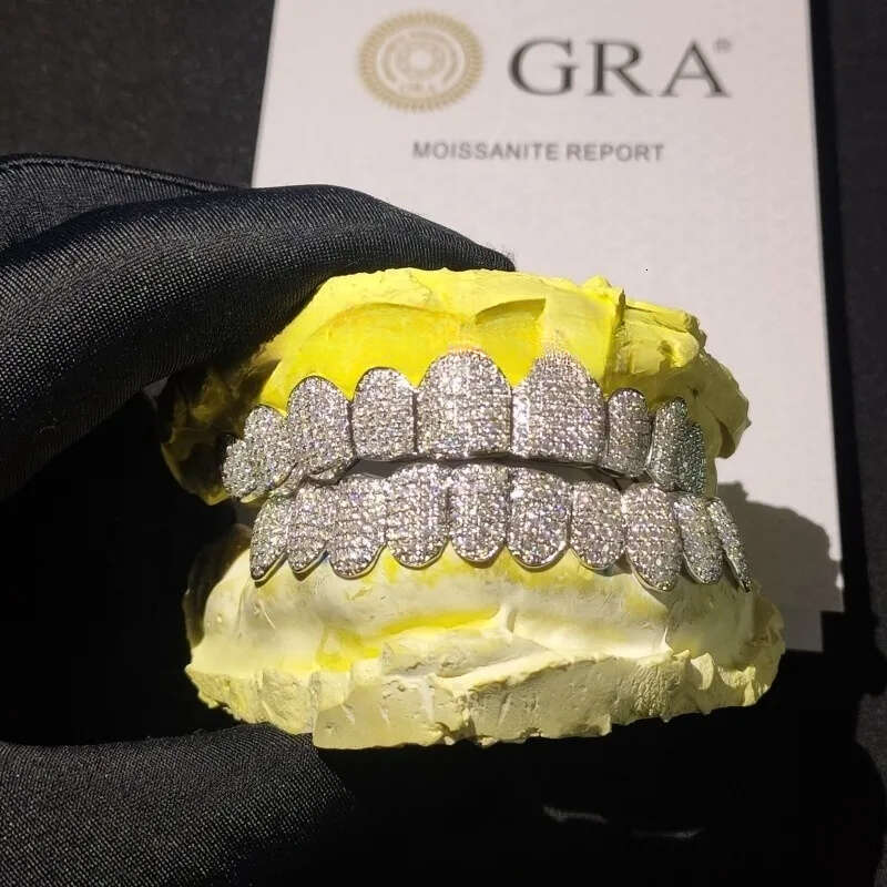 Custom Moissanite S Teeth Grillz Sier Dia Bling Tooth Grills for Men Women High-End Jewelry Pass Test