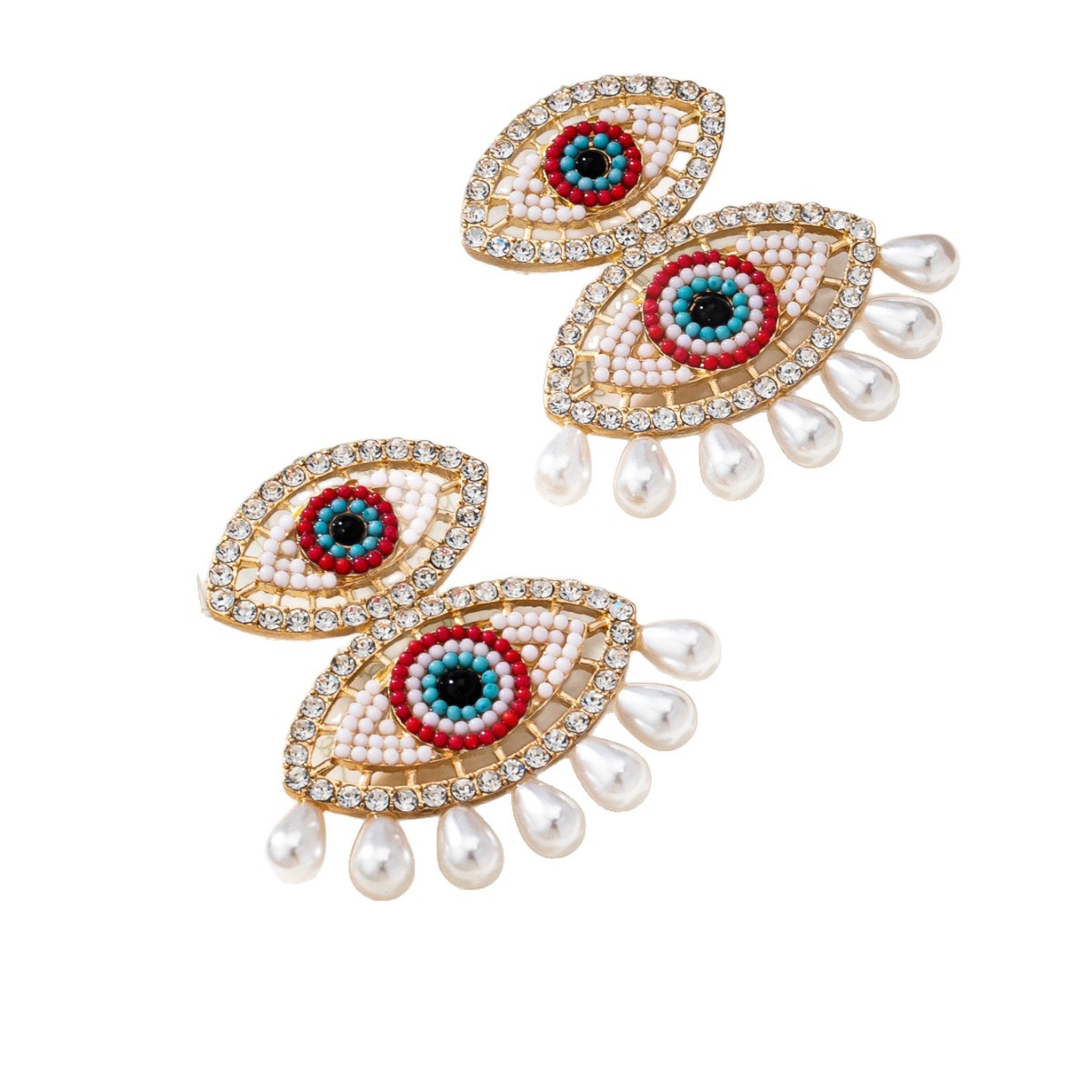 Designer earrings Art Blue Eyes Water Drop Earrings Vintage Devil's Eye niche design high-end feel full of diamonds and pearls free shipping diam