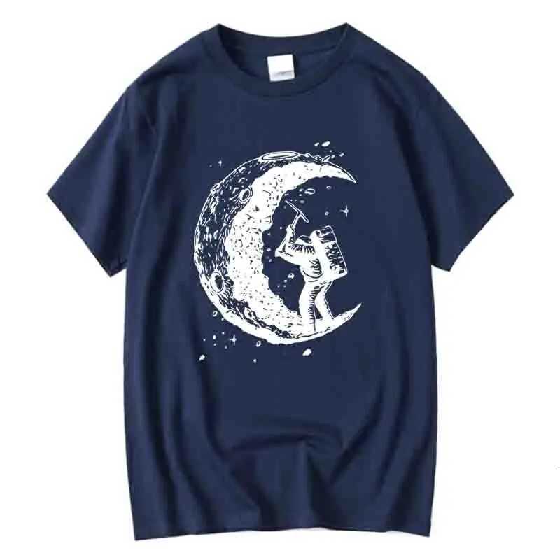 Mens High Quality 100 Cotton Moon Print Casual Summer Cool Short Sleeve Men Tshirt Loose tshirt Male Tee Shirts Male Tee TopsXJ251023