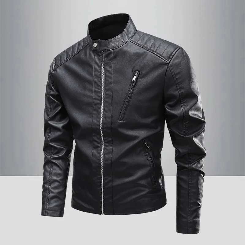 Leather Jacket Mens Casual Trend Brand Slim Fit Handsome Youth Leather Jacket Men Spring Autumn Motorcycle PU Leather Jacket W251023