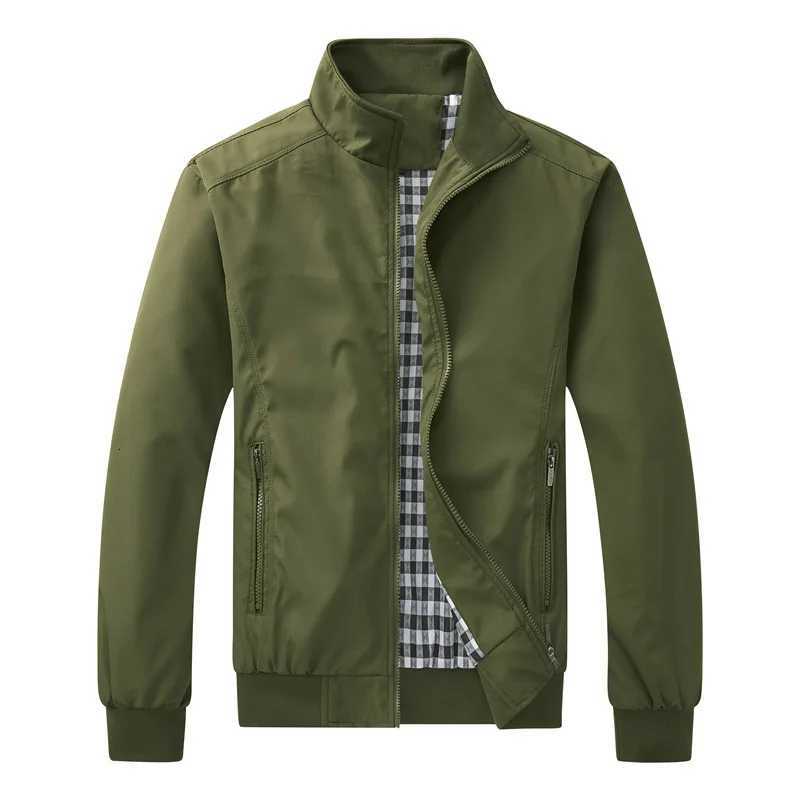 Spring Autumn Casual Coat Man Handsome Zipper Jacket Solid Color Plus Size Slim Fit Business Stand Collar Breathable Work Jacket W251023
