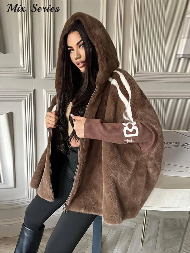 Fashion Hooded Panel Coats Womens Oversized Lapel Collar Zippers Long Sleeve Outerwear Autumn Lady Casual Streetwear 251022
