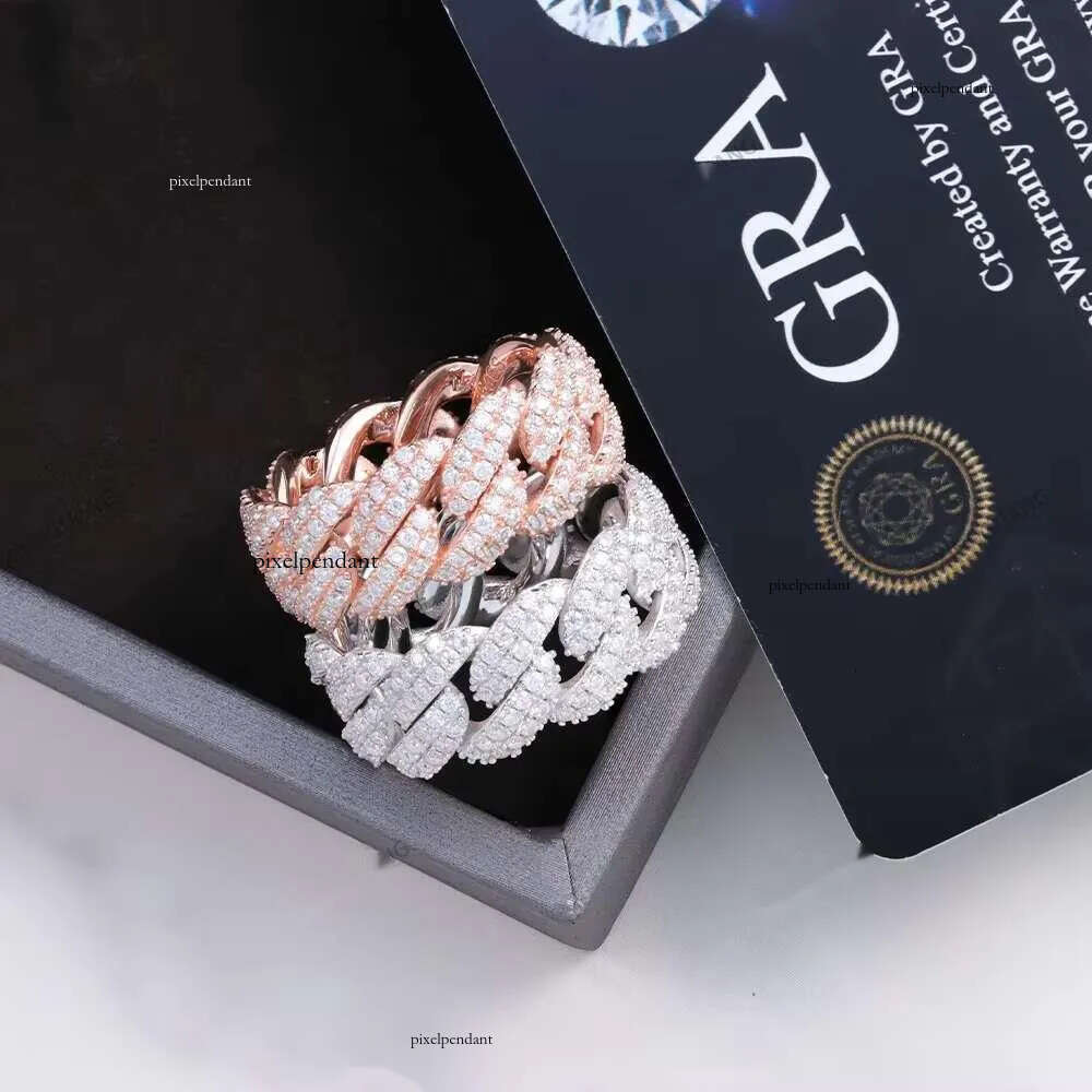RTS Hiphop Dia Sterling Sier Gold Plated VVS Moissanite Ring Fine Jewelry Rings for Men Women A