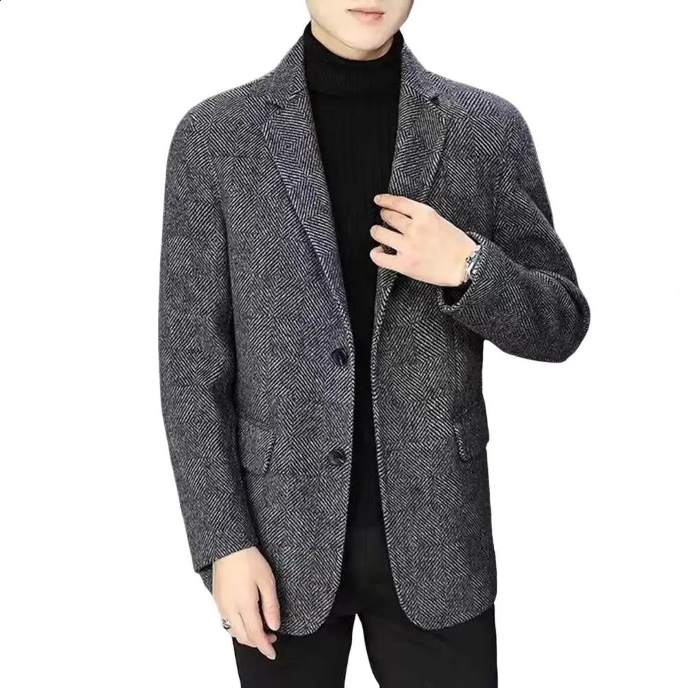 Wool Suit Jacket Men Winter Coat Mens Slim Fit Woolen Business with Lapel Long Sleeve Two Button for Autumn 251023