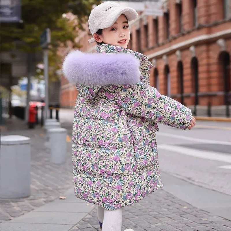 Stylish Floral Winter Thickened Kids Down Jacket Thickened Cottonpadded Coat for Girls Tween Girls Warm Outdoor Clothing Y251023