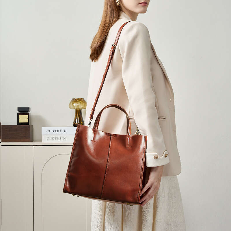 Luxury bag Autumn Winter Genuine Leather Large Capacity Shoulder Tote Bag Top Layer Vegetable Tanned Cowhide Commuting Versatile Women s Handbag