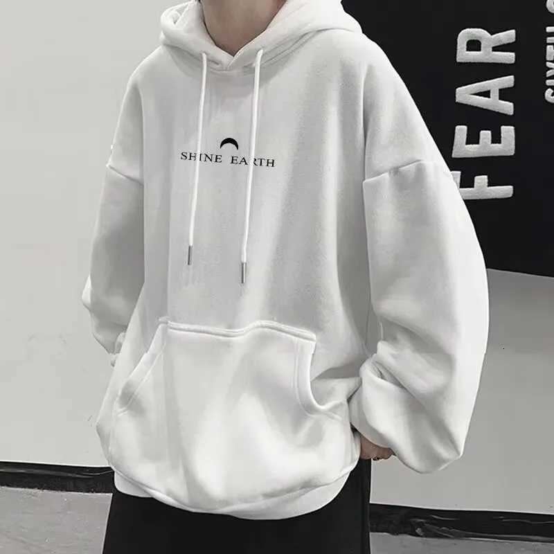 M8XL HoodiesMen Oversized Hoodie Loose Japanese simple alphabet moon Print Couple HoodiesT251023