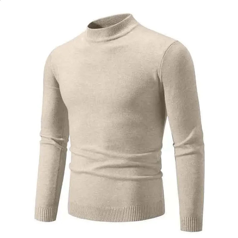 Sweatwear Mens Half Neck Basic Solid Color Sweaters Round Elastic Pullovers Warm Autumn Knitted Oversized Sweater Men 251023