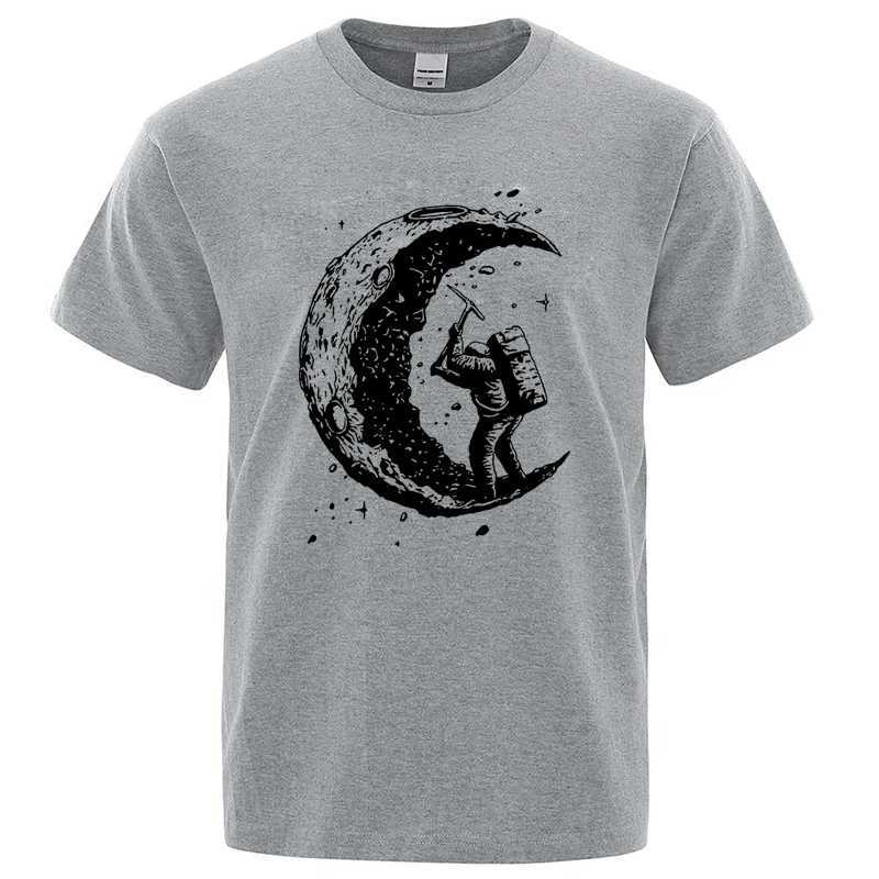 Mens High Quality 100 Cotton Moon Print Casual Summer Cool Short Sleeve Men Tshirt Loose tshirt Male Tee Shirts Male Tee TopsXJ251023