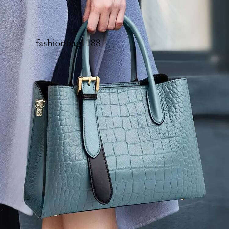Brand Design Crocodile Cowhide Tote Bags Fashion Full 100% Genuine Leather Single Shoulder Handbags For Women