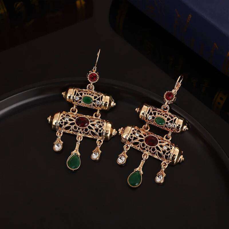 A Of Exquisite Rhinestone Bride Jewelry Set Pure Hand Combination Necklace Bracelet Earrings Three-Piece Moroccan