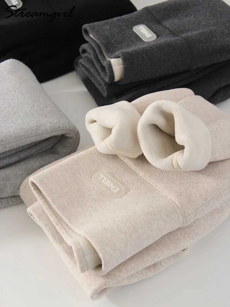 Streamgirl Thick Fleece Leggings Women Winter High Waist Black Outwear Tall Women Warm Thick Velvet Leggings For Winter PantsT251023