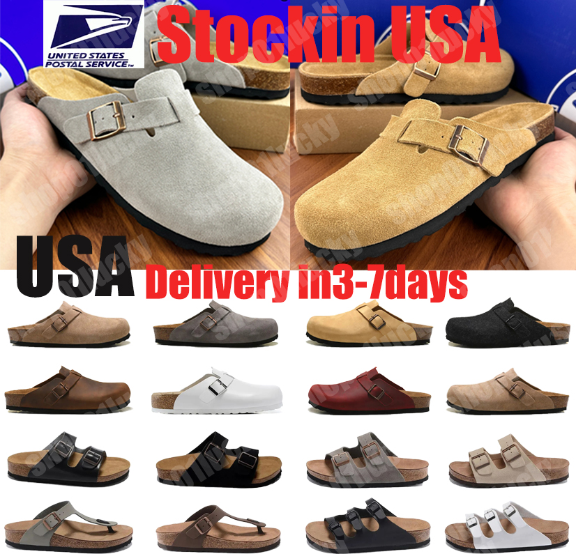 TOP Designer Women Sandals Sandals Men Women Clogs Black Slippers Cork Flat High Quality outdoors Footbed Eva black Suede Leather Slide Size Eur35-45