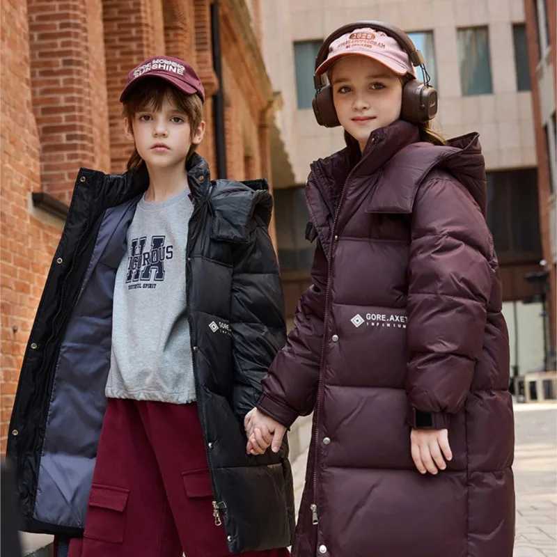 RAISE YOUNG 2025 Winter Children Down Jacket Thick Warm Long Hooded Down Jacket For Teenager Girls Outerwear Coats 6 To 14 Years Y251023