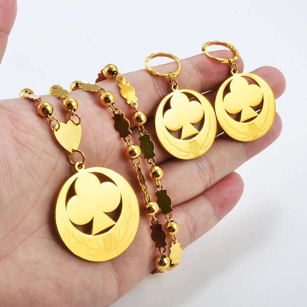 Anniyo Marshall Pendant Beads Necklaces Earrings Big Jewelry Sets Flower Ball Chains Micronesia Chuuk Women #066721