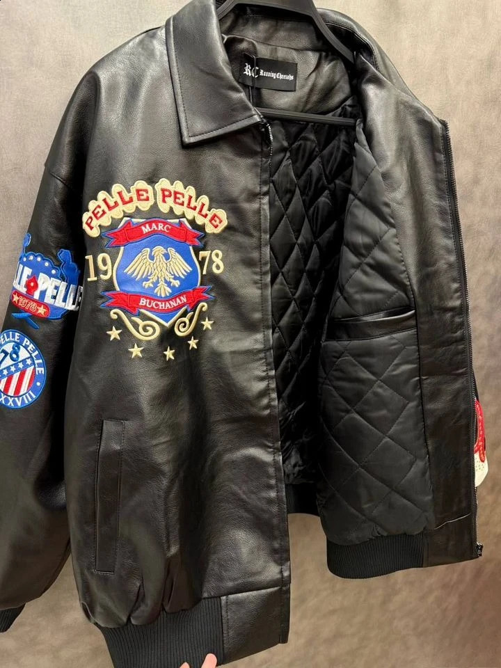 American Vintage Leather Jackets Y2K Clothes Men Women Hip Hop Letter ed Patches Oversized Rock Motorcycle Coat 251023