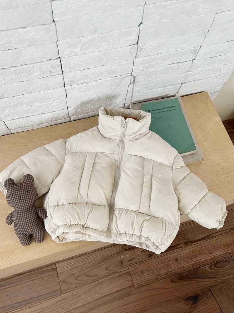 2025 Winter New Children Cotton Padded Jacket Solid Boys Thick Warm Windproof Coat Girls High Neck Zipper Jacket Kids Clothes Y251023