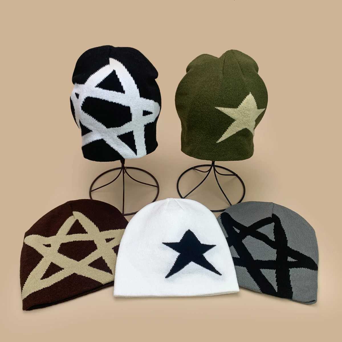 Star Hip Hop Personal Knitted Hats Man and Woman New Simple Versatile Streetwear Fashion Color Block Warm Niche Skate BeaniesXJ251023