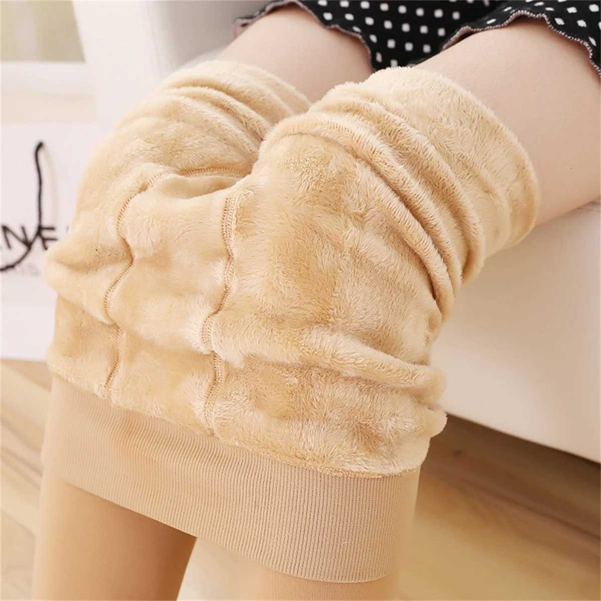 2Pcs Women Warm Winter Leggings Pantyhose High Waist Solid Color Velvet Thickened Velvet Legging Stretchy Black Skin StockingsT251023