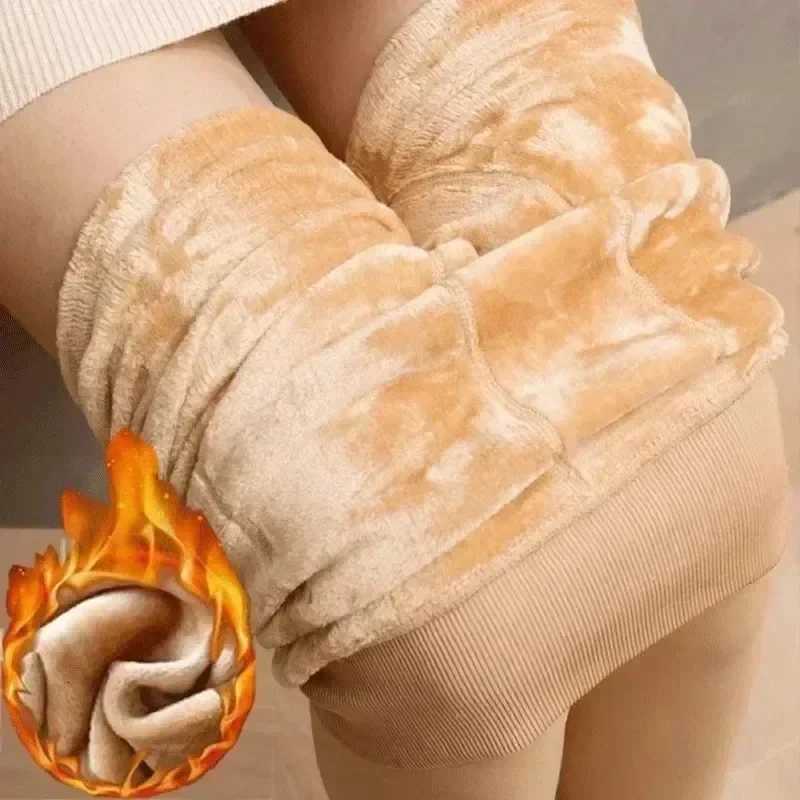 Women Thermal Stockings Winter Warm Elastic Slim Fleece Tights Pantyhose Thicken Plush High Waist Leggings Stocking PantsT251023