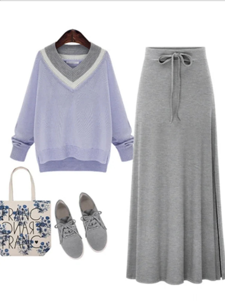 Plus Size Cotton Elastic Waist Aline Skirts Casual Autumn Mid Length Women Hip Slim Female Long Shed Bowknot 251022