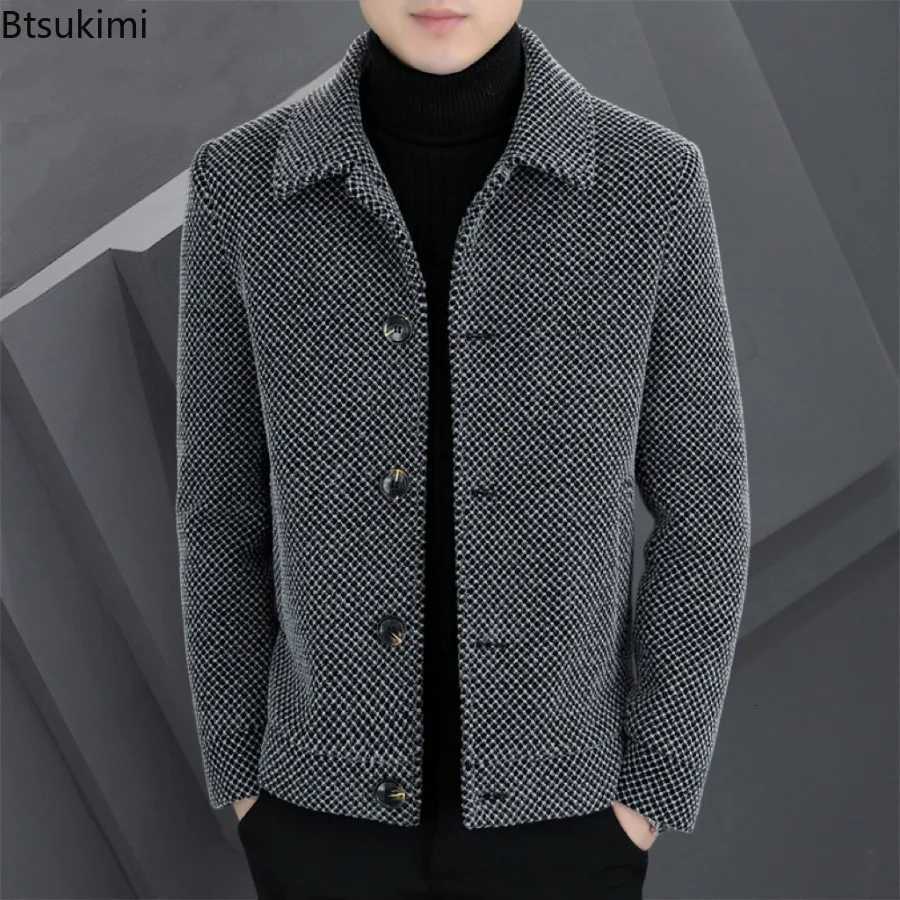 2025 Mens Casual Lapel Collar Coats Fashion Solid Thicken Warm Jackets Autumn Winter Singlebreasted Male Business Slim Outwear W251023