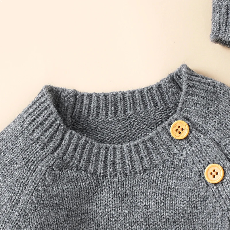 Baby Rompers Clothes Spring Autumn Solid Full Sleeve Knitted born Infant Boys Girls Jumpsuits Hats Outfits Sets 018m Costume 251023