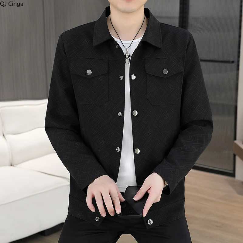 New Fall Mens Lapel LongSleeve Jacket SingleBreasted Black Coat Pockets Are Featured on Both Sides of The ChestAsian Sizes W251023