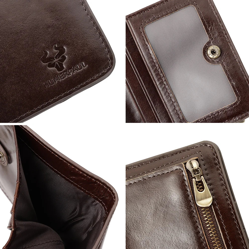 100 Genuine Leather Mens Wallet RFID Blocking Bifold Wallets with RFID Card Slots Thin Male Zipper Coin Purse Money Clip251023