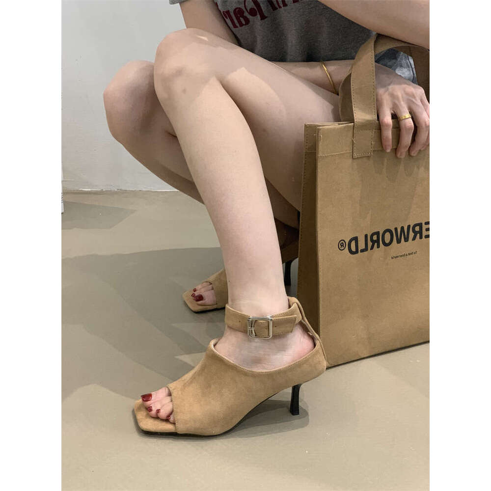 Open-Toe Stiletto Short Boots 2025 Summer New Women's French Elegant Fashionable Stylish Classic Fitted Luxe