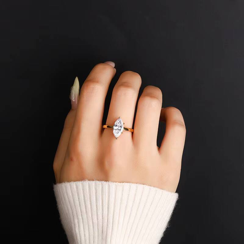9 Adodo Factory Wholesale Moissanite Jewelry 18k Gold Plated GRA Certificate 1ct Vvs Marquise Cut S925 Silver Rings for Women