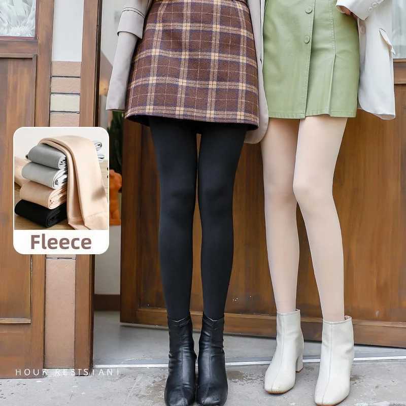 Womens Autumn and Winter Integrated Pants Fleece Thickened Imitation Nylon Leggings Thermal Pants Outer PantyhoseT251023