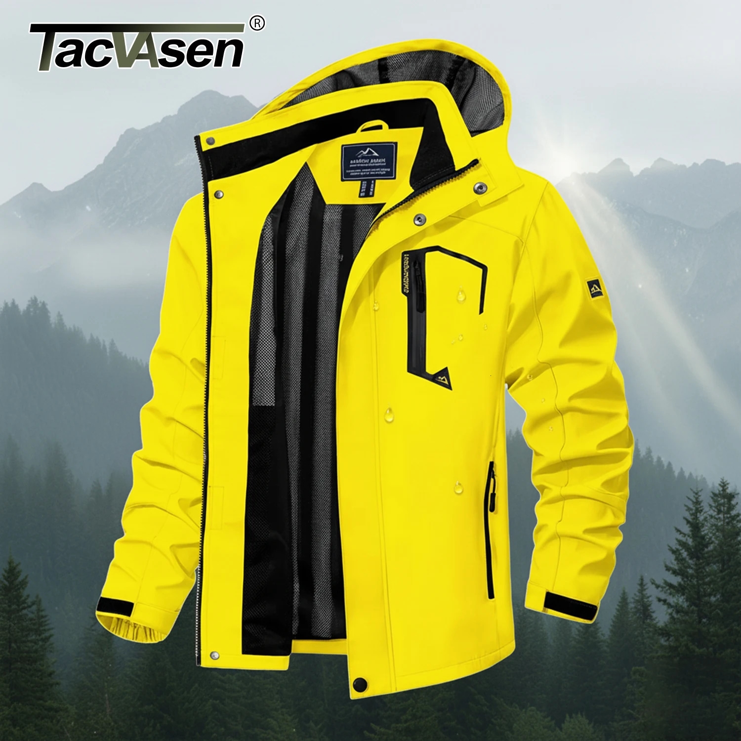 TACVASEN Spring Autumn Lightweight Jackets Mens Mesh Lined Waterproof Rain Jacket Outdoor Fishing Hiking Jacket Male Windbreaker 251020