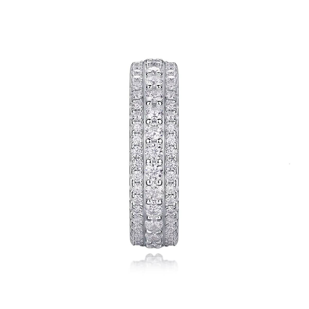 Zanlong 13251 d Color Vvs 18k Gold Plated Sterling Silver Three Row Men Women Full Eternity Stone Irregular Ring Moissanite Band