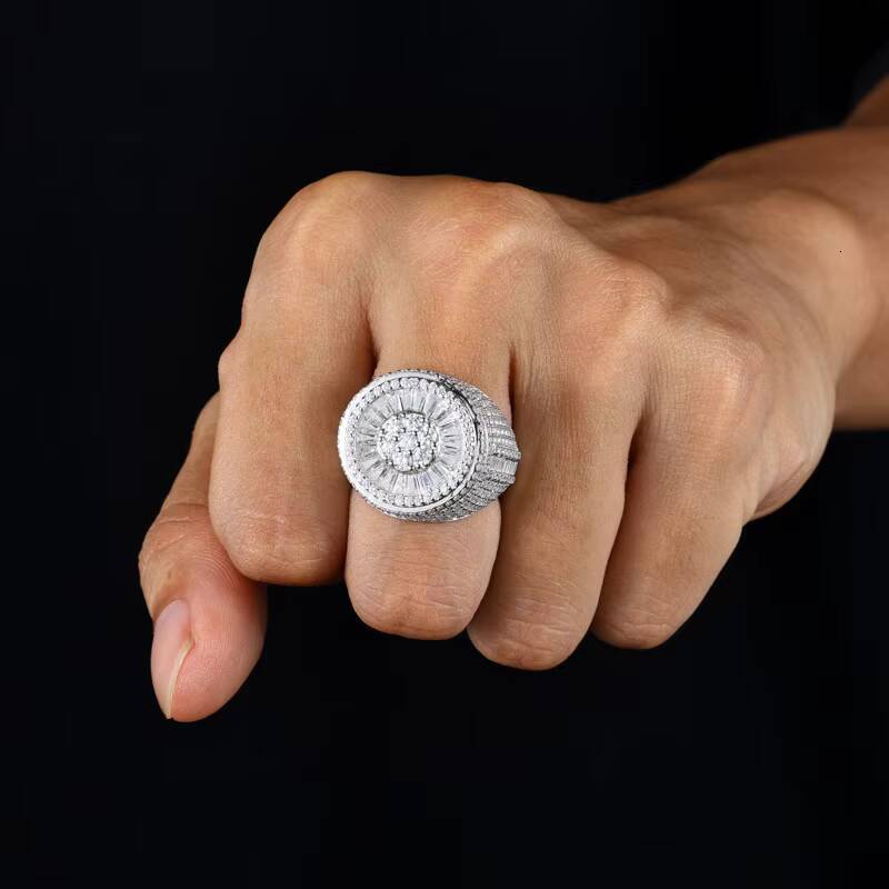 USA Local Stock Shipping Iced Out Hot Selling Women Moissanite Pass Diamond Tester Mens Ring 925 Silver VVS Moissanite MEN Ring