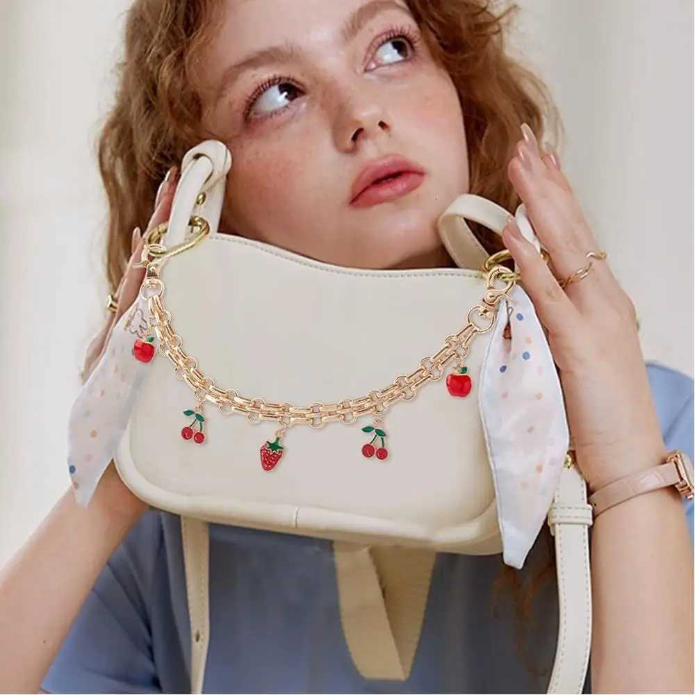 HOT Cherry Strawberry Pendant Girls Bag Charms Sweet Layered Metal Chain Accessories For HandbagsTote Hanging Ornaments 2025 Z251023