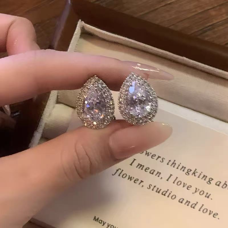 TaiYang Marquise Cut Zircon Stud Earrings, Hypoallergenic Stainless Steel Elegant Ear Jewelry for Women