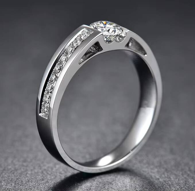 Fashion Beautiful White Gold Moissanite Wedding Ring Couple Mans Ring Jewelry Moissanite Engagement Rings