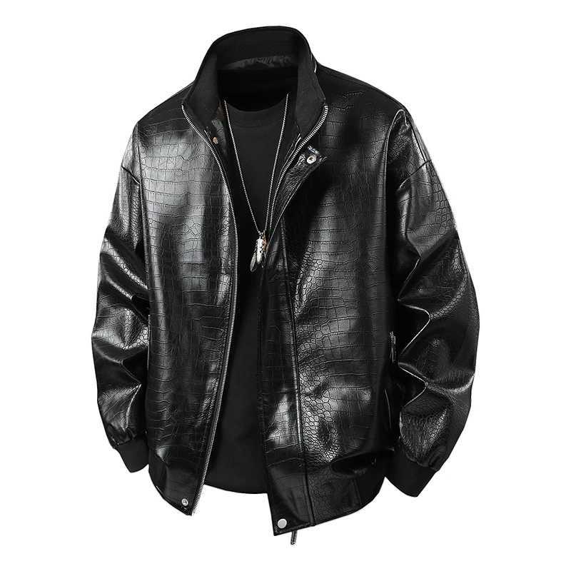 Men Fashion Trend Autumn Winter Outdoor Highquality Imitation Leather Jacket Comfortable Stand Up Collar Handsome Leather Jacket W251023