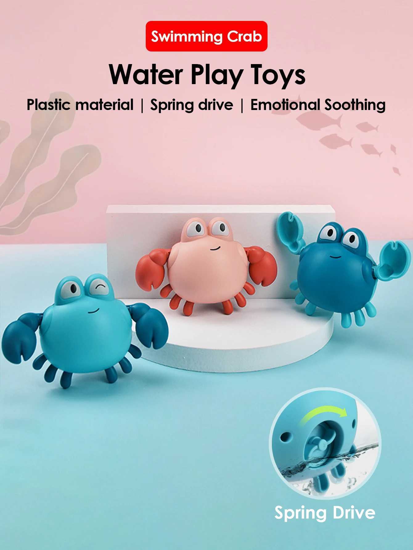 2Pcs Baby Toys Bathing Cartoon Animal Crab Swimming Pool Water Play Game Chain Clockwork Bath Toys For Children J251023