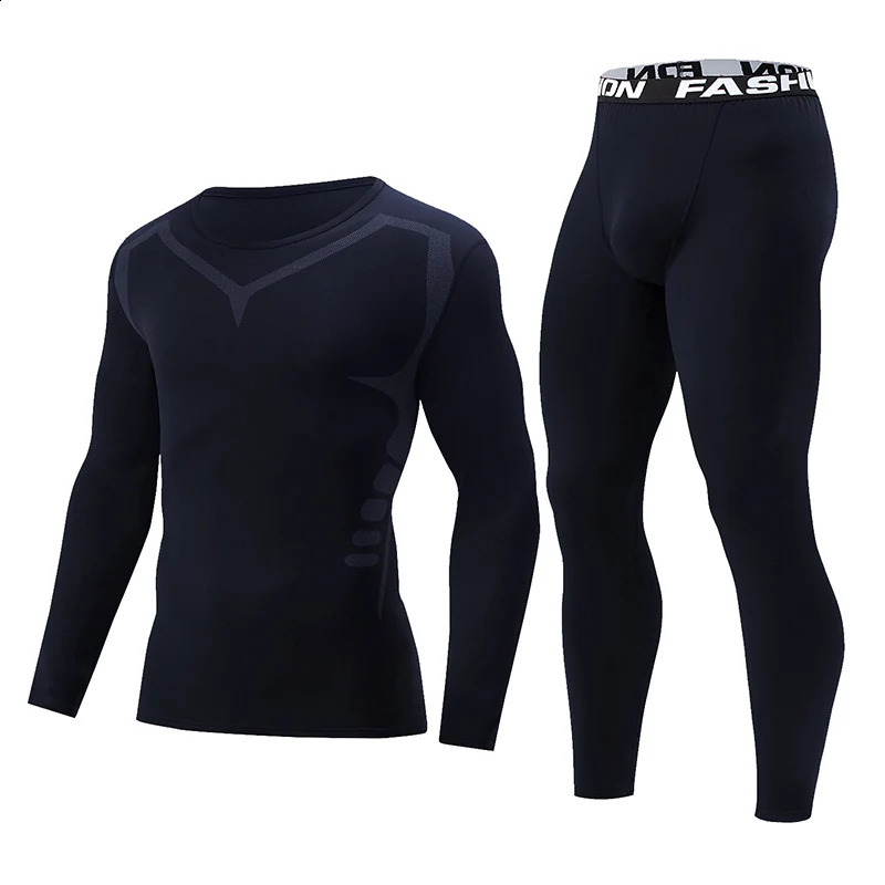 2 Pcs AutumnWinter Mens Sports and Leisure Warm Underwear Set Comfortable Large Stretch Athlete Round Neck Top Versatile Pants 251023