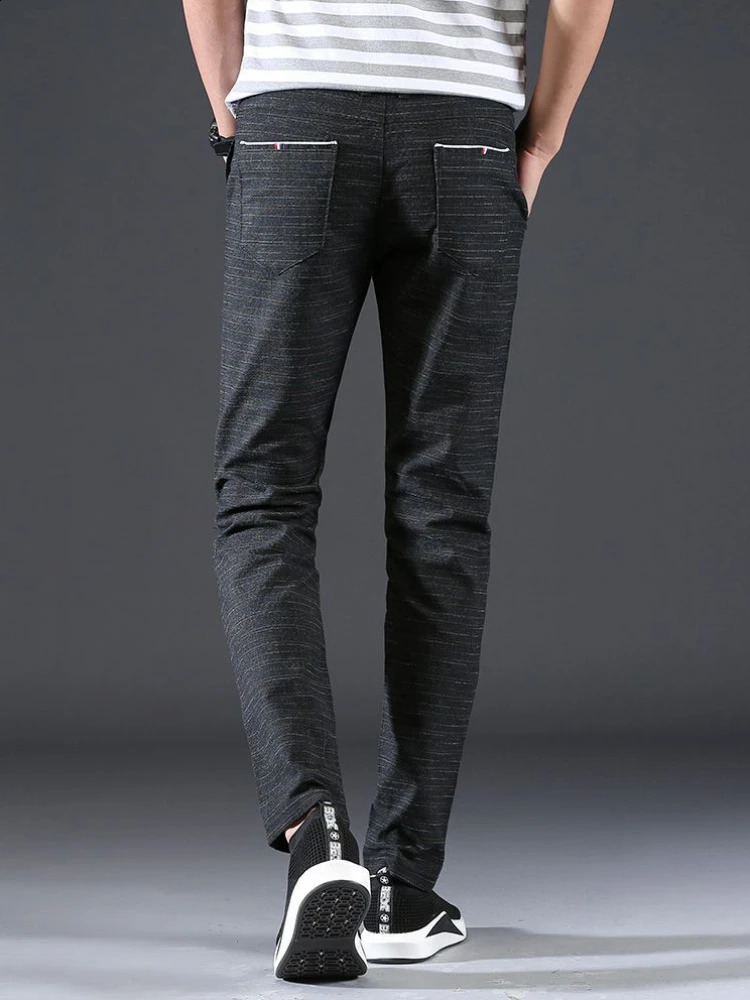 Male Suit Trousers Gray Plaid Check Straight Clothing Premium Mens Summer Pants Thin Casual Classic Slacks Dress Up 251023