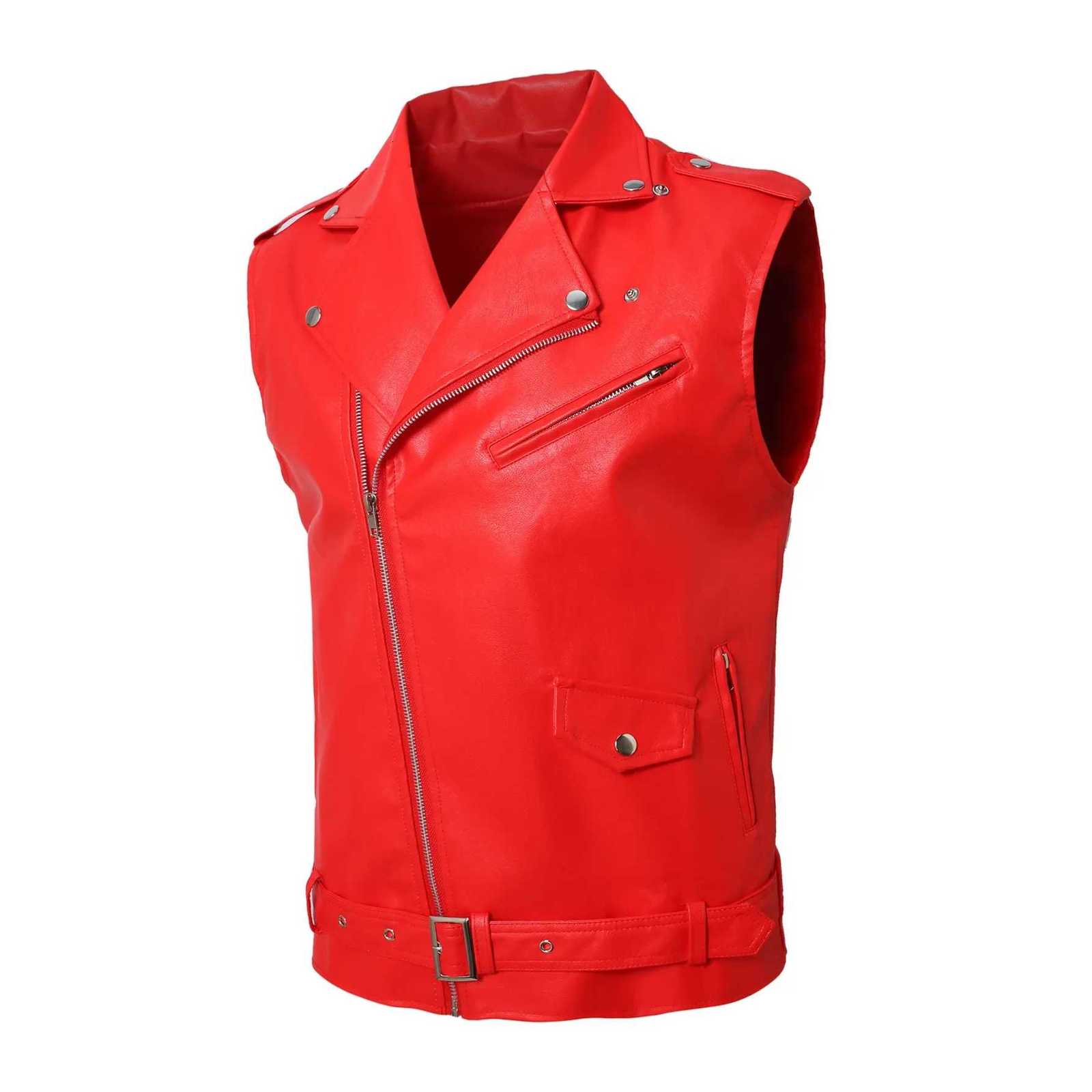 New 2025 Mens PU Leather Vest Motorcycle Jacket Vest Fashionable Mens Fake Leather Coat And Mixed Leather Coat W251023