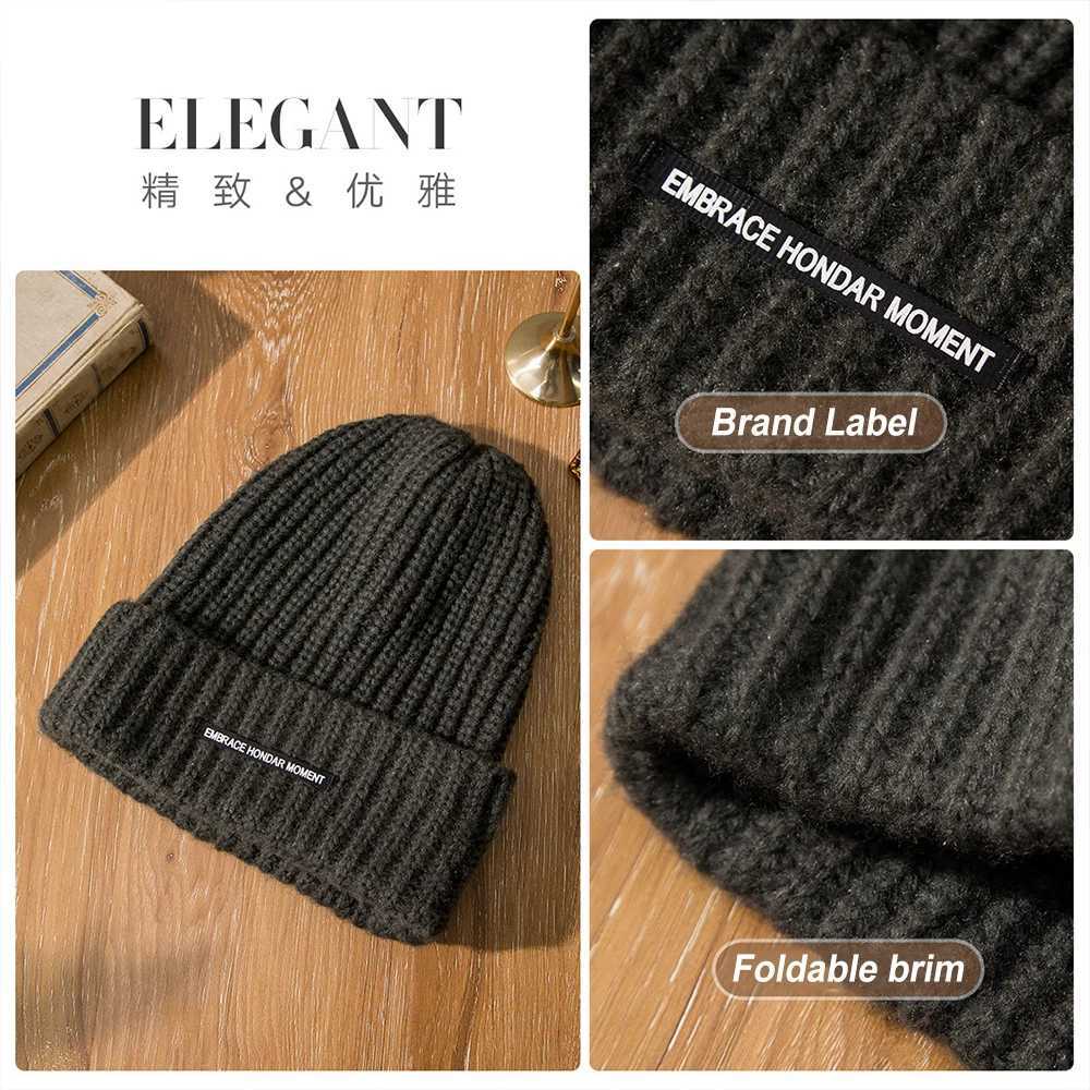 Wool Knit Hats Elastic Cap Winter Windproof and Warm Beanie Hat Solid Color Cap Covers Unisex The Head and Ears For Men WomenXJ251023