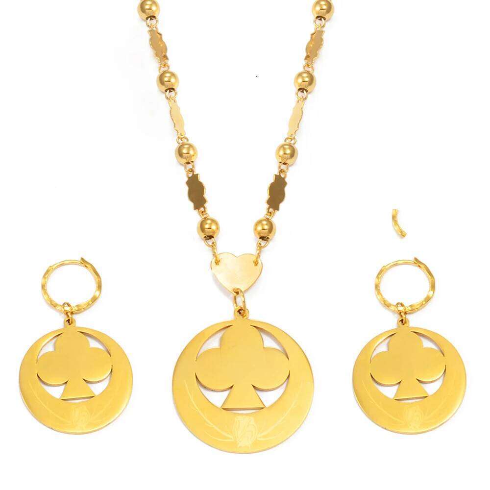 Anniyo Marshall Pendant Beads Necklaces Earrings Big Jewelry Sets Flower Ball Chains Micronesia Chuuk Women #066721